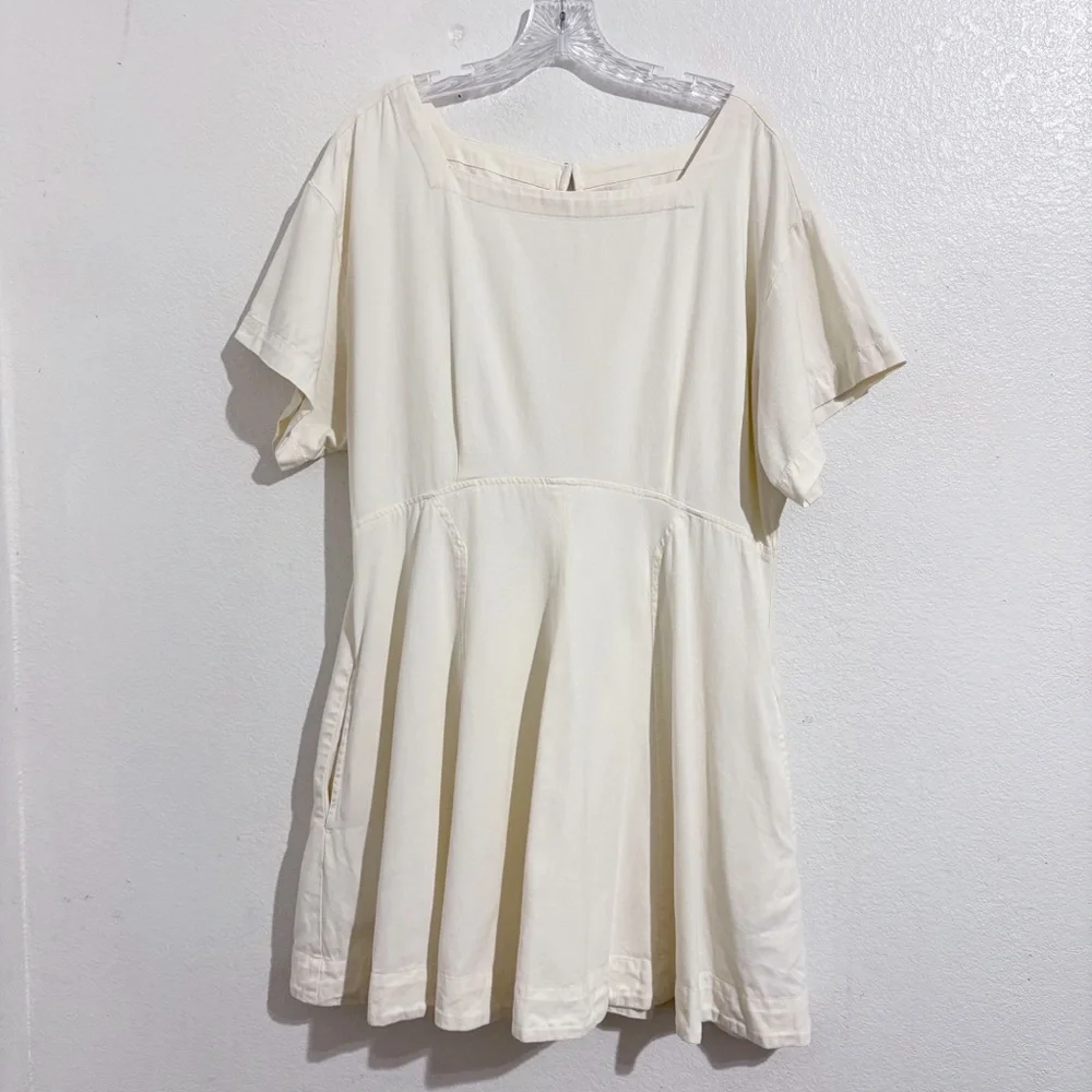 Free People Free-Est Breezy Chic Short Sleeve Mini Dress Wet Plaster Cream White - Picture 5 of 11